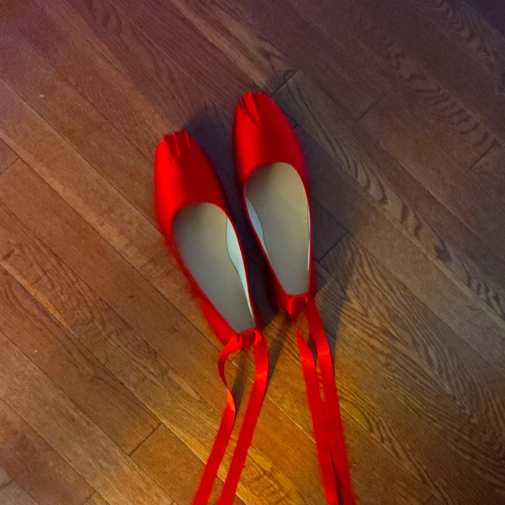J. Crew Holiday ballet flat with ribbon ties.